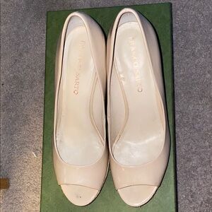 Franco Sarto Cream Peep-Toe Wedges